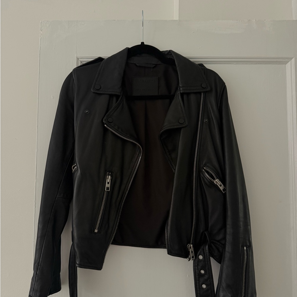 All Saints Black Leather Biker Jacket